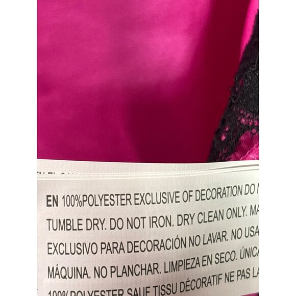 Forever 21 Contemporary Pink Satin Black Lace Trim Cami Top Size M New - Picture 5 of 5